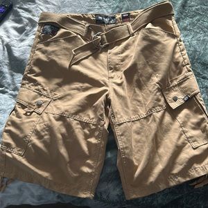 Beige shorts. Brand: echo unltd. Size 34 with belt.